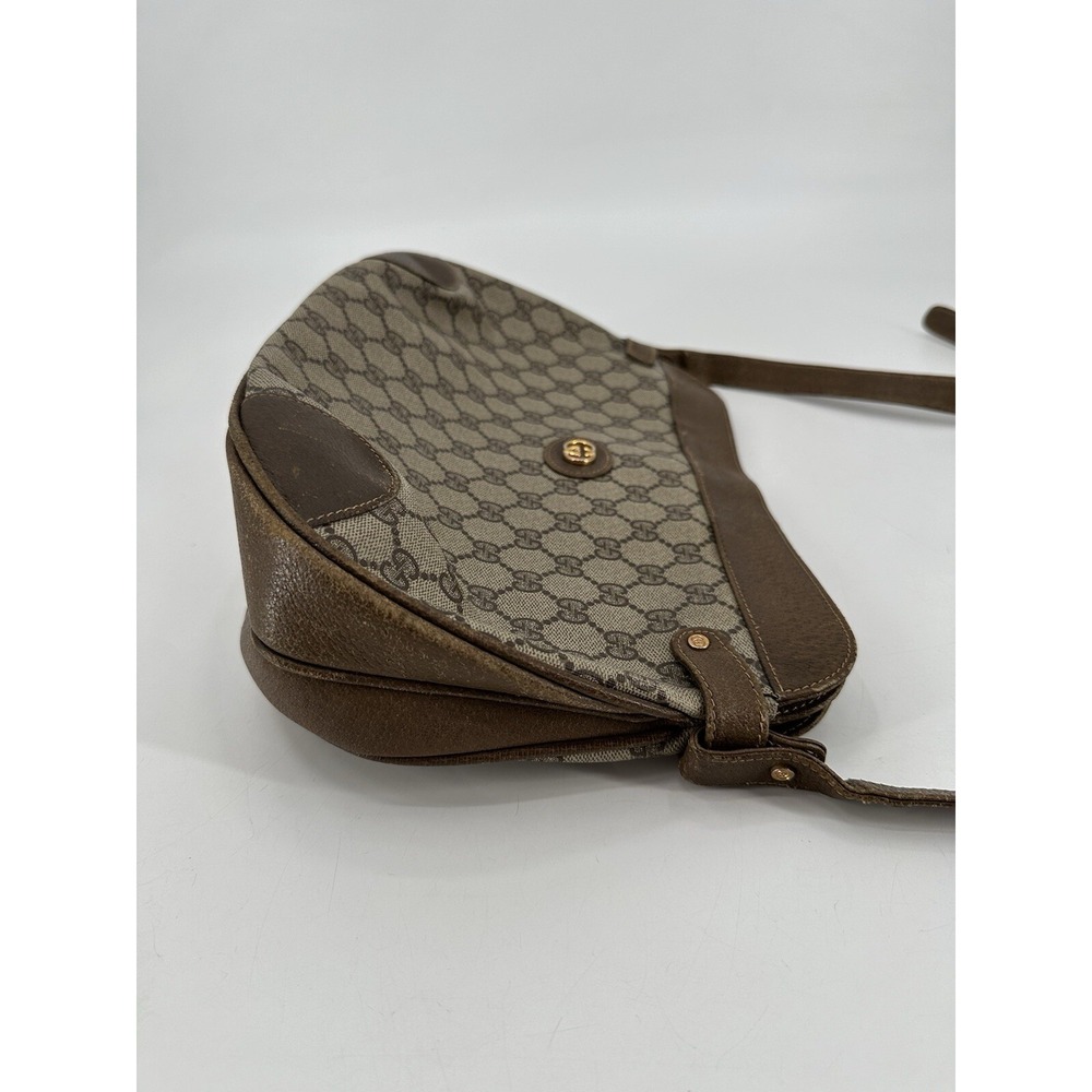 Vintage GUCCI Brown GG PVC Canvas and Leather Crossbody Shoulder Bag 001 25 0251 - Picture 5 of 16